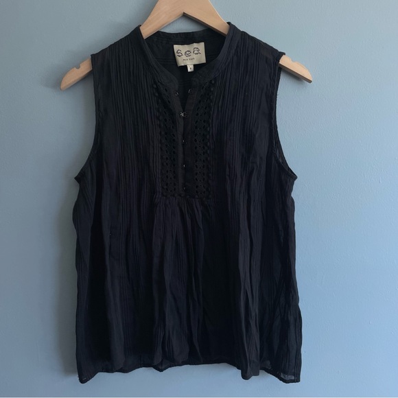 SEA NEW YORK sleeveless silk blend crinkle top - Picture 4 of 7